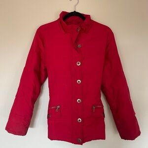 Women's Red Puffer Coat - Down Feathers